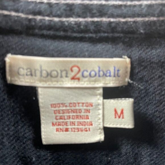 Carbon 2 Cobalt Shirt Adult Medium Grey Long Sleeve Button Up Casual Cotton Logo - Picture 6 of 10